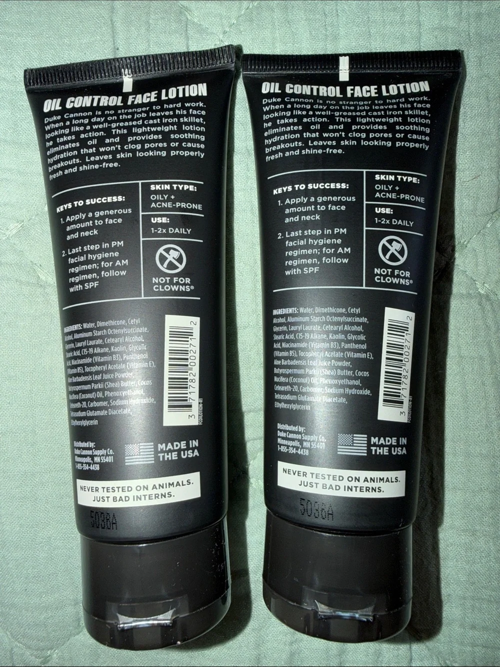 Duke Cannon Oil Control Face Lotion 2 Pack RV:$30